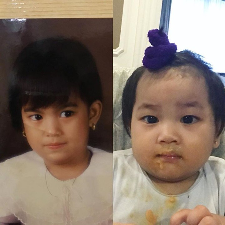 <p>Coba perhatikan foto ini baik-baik, Bun. Sebelah kiri adalah foto Raya Kohandi saat kecil, sedangkan yang kanan foto Alesha. Mirip nggak saat masih sama-sama kecil, bun? (Foto: Instagram @aleshamilenachalik)</p>