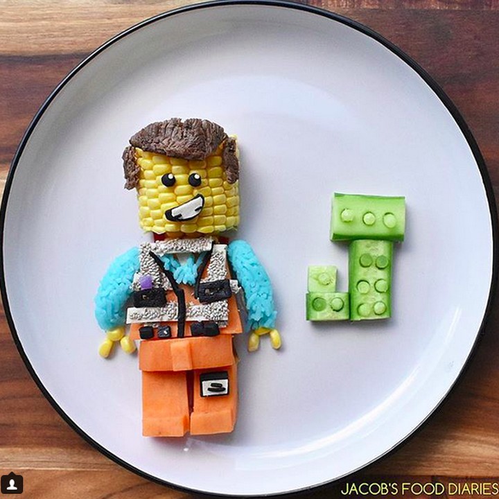<p>Nggak cuma itu, Emmet dari film 'Lego The Movie' pun ada. (Foto: Instagram/ @jacobs_food_diaries)  </p>