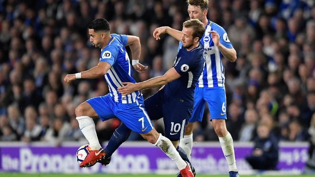 Tottenham Hotspur harus puas dengan hasil imbang 1-1 di markas Brighton&Hove Albion dalam lanjutan Liga Inggris, Selasa (17/4).