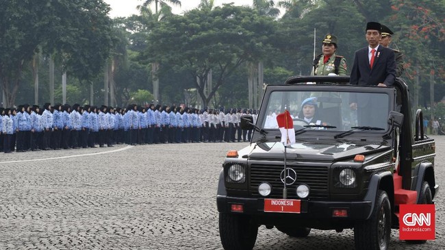 Medali kehormatan untuk Jokowi akan diberikan saat meninjau apel gelar pasukan pengamanan pelantikan presiden Prabowo di Mako Brimob Kelapa Dua Depok.
