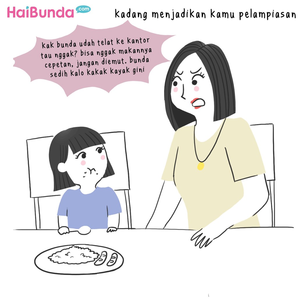 Kadang ada beberapa hal yang bikin kita merasa bersalah sama anak, seperti di komik ini, Bun. Nah, Bunda biasanya merasa bersalah ke si kecil kalau kenapa, Bun?