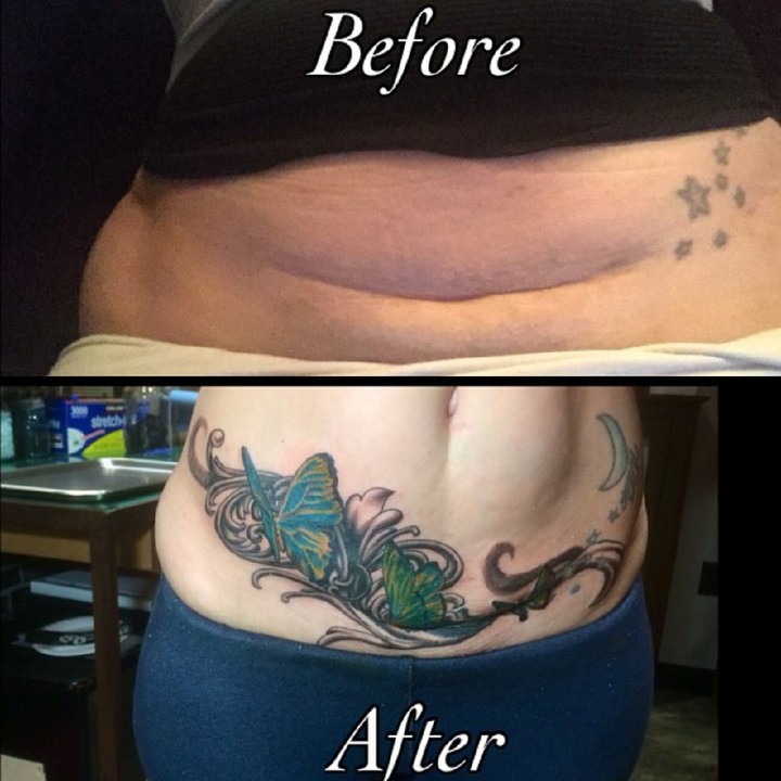<p>Wah, kalau kayak gini before after perut bunda beda banget ya. (Foto: Instagram/ @tattoos_by_sophia)</p>