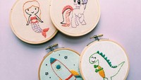 Dinosaurus, roket, little mermaid, little pony, just name it, Inez bisa mewujudkannya dalam bentuk bordir dan sulaman. (Foto: Instagram @inezdesigns)
