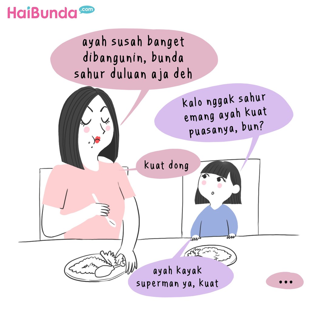 Cerita sahur di keluarga Bunda gimana? Sama nggak dengan cerita sahurnya keluarga bunda di komik ini?