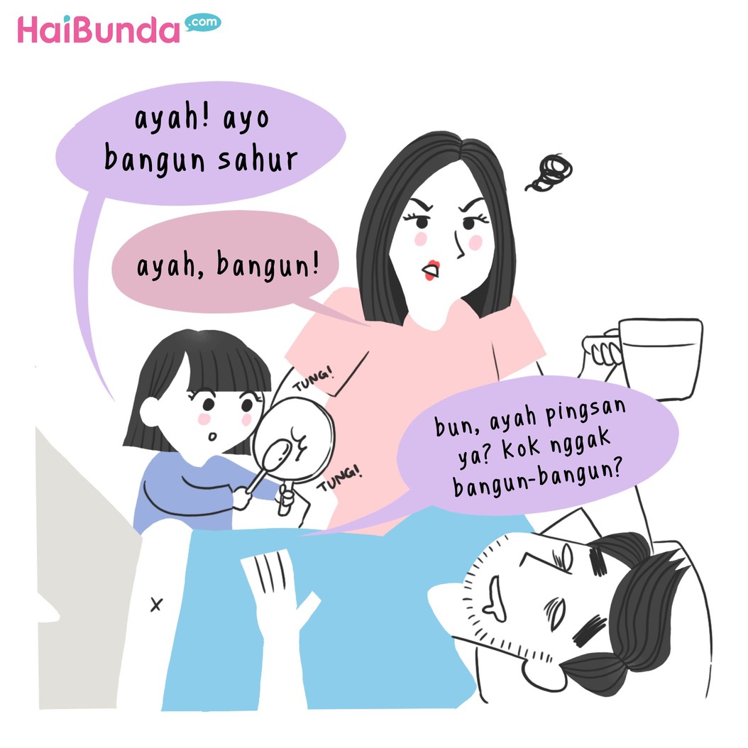 Cerita sahur di keluarga Bunda gimana? Sama nggak dengan cerita sahurnya keluarga bunda di komik ini?