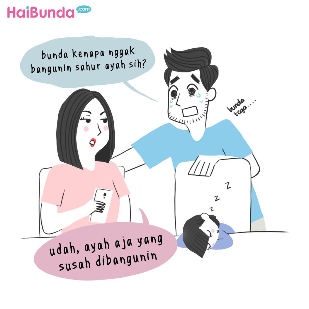 Cerita sahur di keluarga Bunda gimana? Sama nggak dengan cerita sahurnya keluarga bunda di komik ini?
