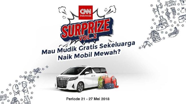 Total 6.343 peserta mengikuti CNN Indonesia's Surprize kali ini dan kami telah memilihkan dua pemenang yang beruntung mudik naik mobil mewah.