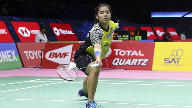 Gregoria Mariska Tunjung menjadi pemenang pada pertandingan ketiga di Piala Uber 2018 dengan mengalahkan Nitchaon Jindapol, 21-10 dan 22-20.