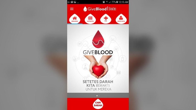Komunitas Ahmadiyah melalui Give Blood Community menyiapkan aplikasi GiveBlood yang akan memudahkan pendonor darah untuk melakukan donor darah.