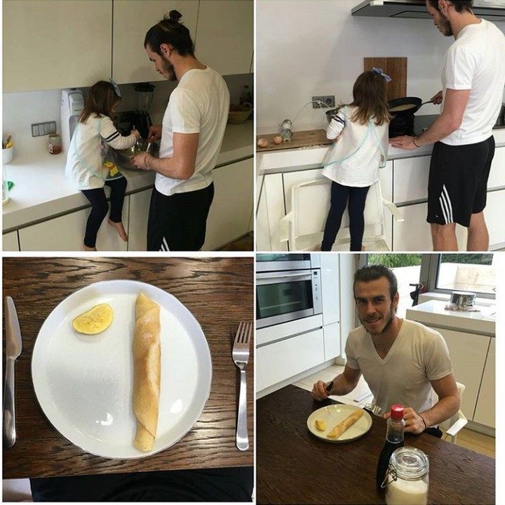 <p>Ayah Bale sedang membuat pancake bersama Alba nih, Bun. Wah keren banget ya, masih menyempatkan diri masak bareng anaknya. (Foto: Instagram @garethbale11)</p>