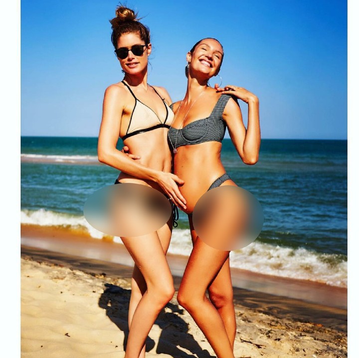 <p>Sang sahabat dalam profesi yang sama, Doutzen, juga ikut senang lho sama kehamilan Candice. (Foto: Instagram/angelcandices)</p>