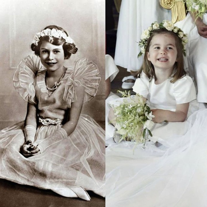 <p>Foto lain yang menyandingkan Putri Charlotte dan Ratu Elizabeth semasa kecil. (Foto: Instagram @theroyalcourier)</p>