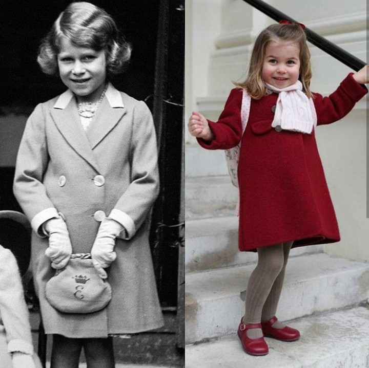 <p>Nenek buyut dan Putri Charlotte sama-sama pakai seragam sekolah. (Foto: Instagram @theroyalcourier)</p>