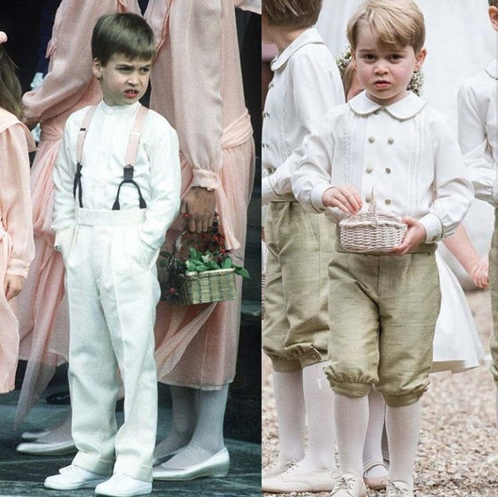 <p>Pangeran George menjadi page boys tantenya, Pippa Middleton. Sepertinya foto yang satu, Pangeran William kecil juga jadi page boys nih. (Foto: Instagram @theroyalcourier)</p>