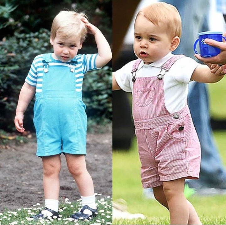 <p>Sama-sama pakai overall pendek, sama-sama imut nih mereka berdua. (Foto: Instagram @theroyalcourier)</p>