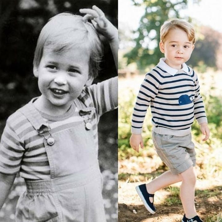<p>Pakai kaus garis-garis, Pangeran William dan Pangeran George sama imutnya ya? (Foto: Instagram @theroyalcourier)</p>