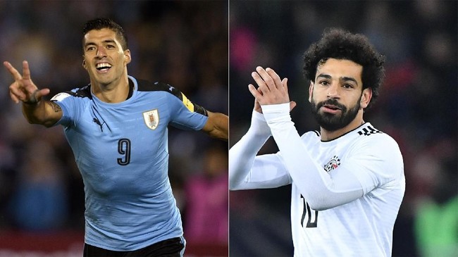 Duel antara timnas Mesir vs Uruguay di fase Grup A Piala Dunia 2018 bakal jadi pembuktian dua penyerang andal masing-masing tim, Mohamed Salah dan Luis Suarez.