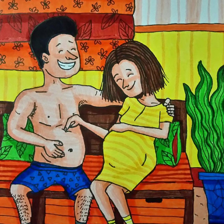 <p>Ketika kita dan suami membuncit bersama. Hi-hi-hi, senang deh! (Foto: Instagram/kartikanurani)</p>