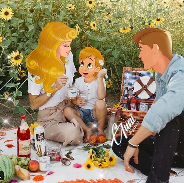 <p>Piknik bersama keluarga. Kira-kira siapa ya nama jagoan ciliknya Aurora alias si Sleeping Beauty? (Foto: Instagram/ @iguunii)</p>