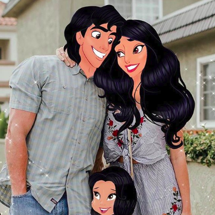 <p>Saat si gadis cilik sudah beranjak besar. Harmonis banget ya keluarga kecil Aladdin dan Jasmine. (Foto: Instagram/ @iguunii)</p>
