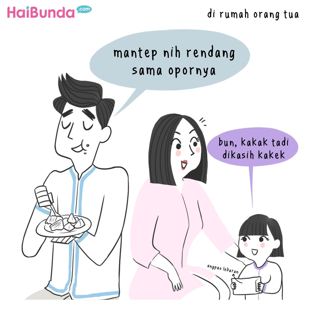 Begini carita Lebaran di keluarga bunda di komik ini. Nah, cerita Lebaran di keluarga Bunda kayak gimana? Yuk bagiin ceritanya di kolom komentar, Bun.