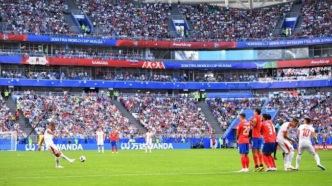 Serbia meraih kemenangan pertamanya di Piala Dunia 2018 setelah mengalahkan Kosta Rika 1-0 di Stadion Samara Arena, Minggu (17/6)