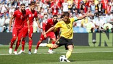 FOTO: Aksi Hazard dan Lukaku Saat Belgia Lumat Tunisia Timnas Belgia mendapatkan kemenangan kedua di Piala Dunia 2018 dengan mengempaskan Tunisia 5-2 di Stadion Spartak, Moskow.