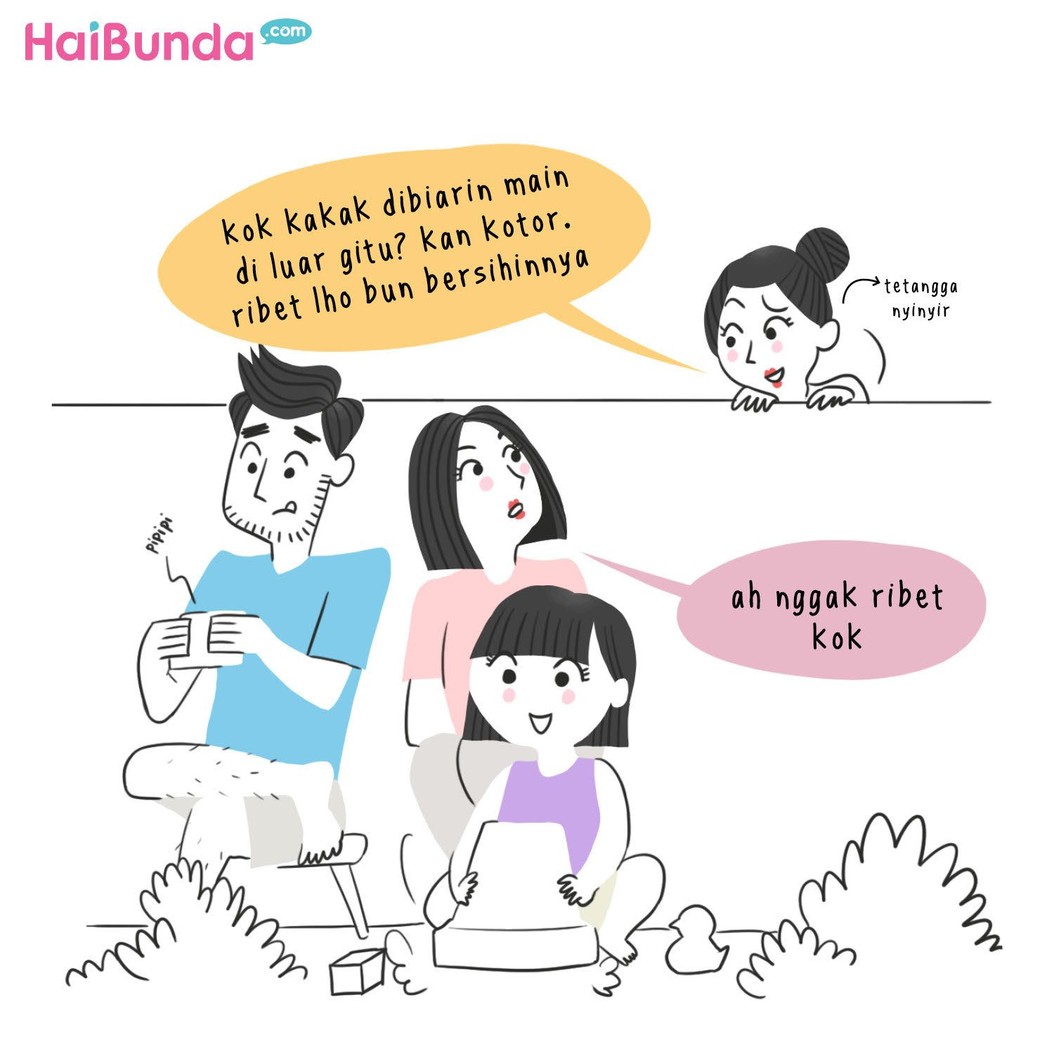 Nyinyiran tetangga kayak yang didapat bunda di komik ini emang bikin kesal ya. Bunda pernah dinyinyiri tetangga soal apa? Yuk bagikan di kolom komentar