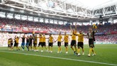 FOTO: Aksi Hazard dan Lukaku Saat Belgia Lumat Tunisia Timnas Belgia mendapatkan kemenangan kedua di Piala Dunia 2018 dengan mengempaskan Tunisia 5-2 di Stadion Spartak, Moskow.