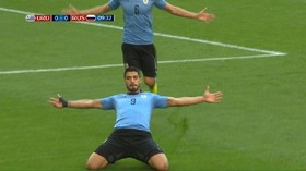 VIDEO: Uruguay Unggul 2-0 atas Rusia di Babak I