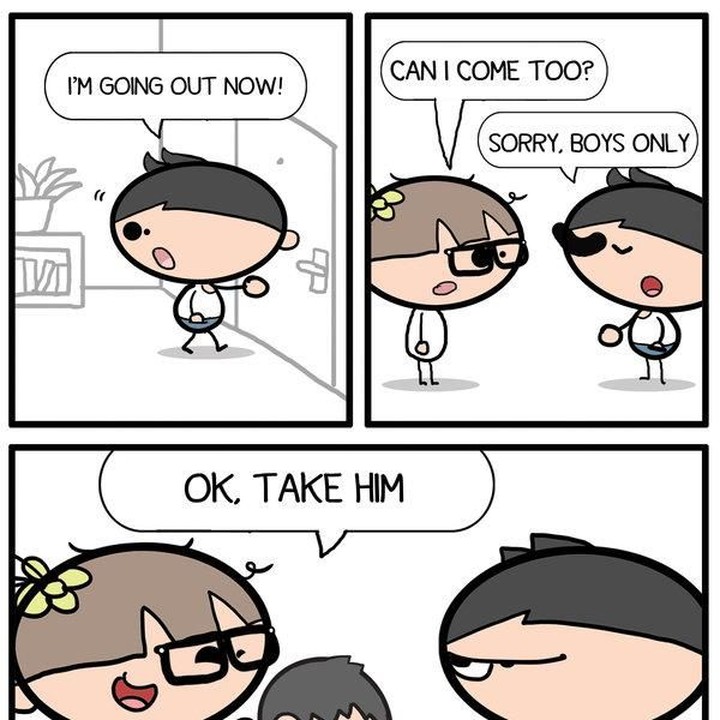 <p>'Ayah mau pergi sendiri? Jangan lupa bawa anak ya.' (Foto: Brenda Li/ Summer Muu Comic)</p>