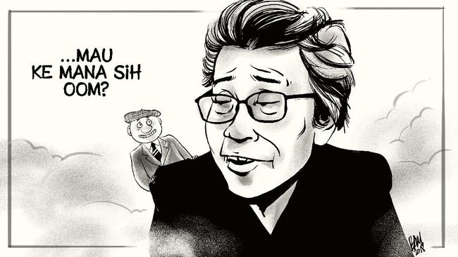 Citra GM Sudarta identik dengan tokoh kartun ciptaannya Oom Pasikom yang gemar melontarkan guyon satir soal pemerintahan.