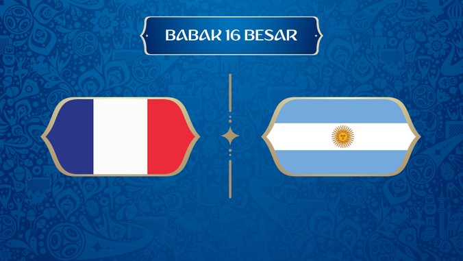Timnas Prancis lolos ke babak perempat final setelah menang 4-3 atas Argentina di babak 16 besar Piala Dunia 2018 di Stadion Kazan.