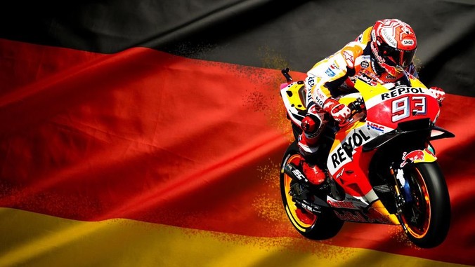 Pebalap Repsol Honda Marc Marquez menjadi pemenang MotoGP Jerman di Sirkuit Sachsenring, Minggu (15/7).