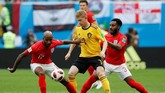 Timnas Belgia menghadapi timnas Inggris dalam duel perebutan tempat ketiga yang berlangsung di Saint Petersburg, Sabtu (14/7). (REUTERS/Henry Romero)