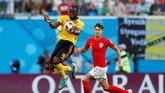 Romelu Lukaku berjuang mengejar gol Harry Kane dalam daftar top skor Piala Dunia 2018. Namun hingga ia keluar lapangan di menit ke-60, tak ada gol yang berhasil ia ciptakan. (REUTERS/Lee Smith)