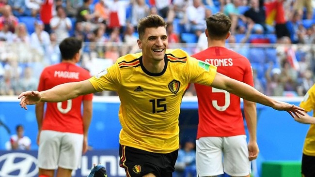 Timnas Belgia unggul 1-0 di babak pertama atas Inggris dalam perebutan tempat ketiga Piala Dunia 2018 di Stadion Saint Petersburg, Sabtu (14/7).