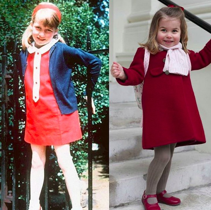 <p>Sama-sama kece! Penampilan Putri Charlotte dan Lady Diana saat ke sekolah. (Foto: Instagram/ @theroyalcourier)</p>
