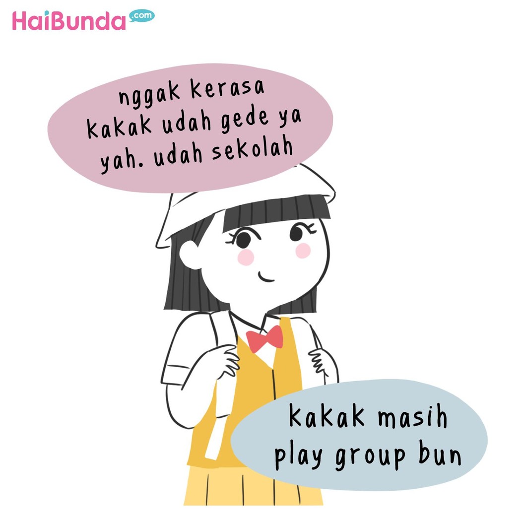 Bunda di komik ini mellow karena nggak kerasa si kakak udah besar. Buat Bunda, momen apa yang rasanya bikin anak cepat besar dan bikin mellow?