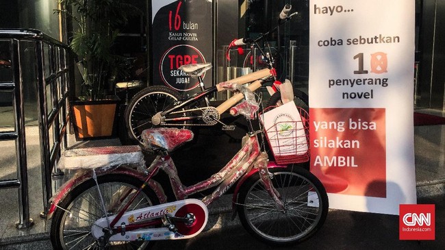 Sepeda sayembara pengungkapan kasus Novel Baswedan masih tersimpan di ruang perpustakaan Gedung Merah Putih KPK.