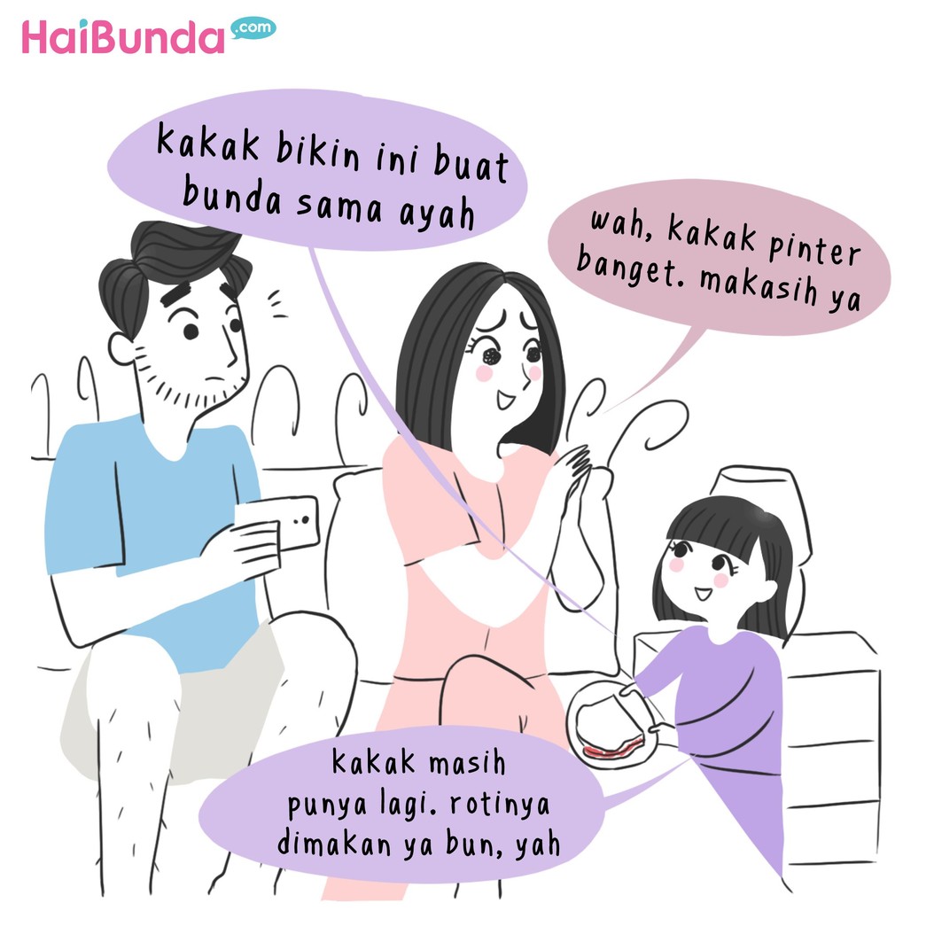 Hal baik yang dilakukan kakak di komik ini bikin bunda haru. Buat Bunda, hal apa tentang anak yang bikin haru? Share yuk di kolom komentar.
