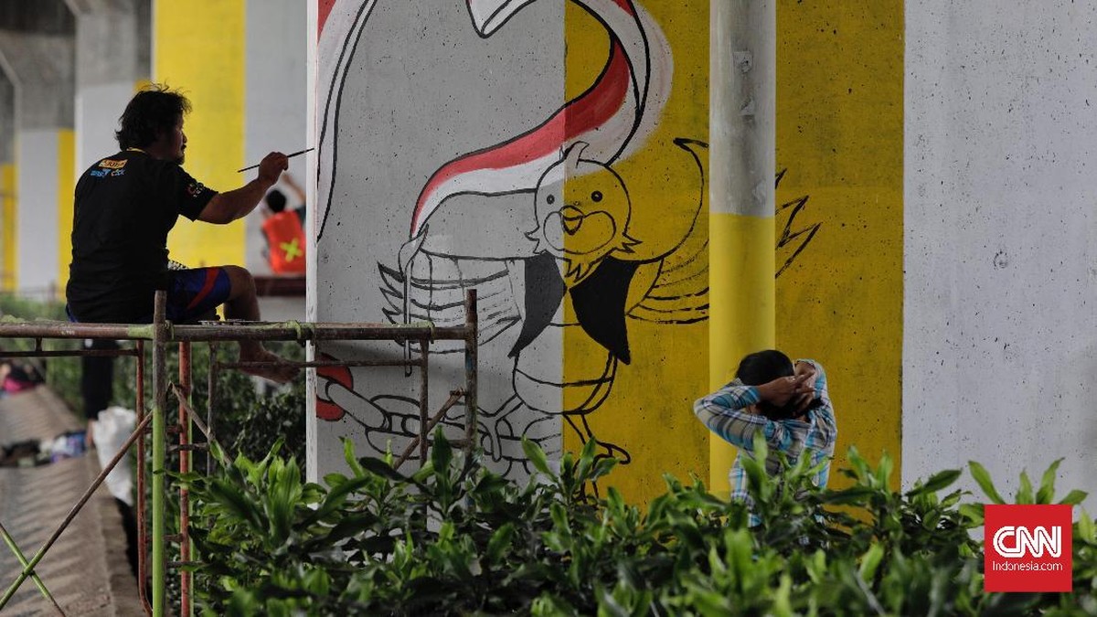FOTO: Mural Asian Games di Tiang-tiang Tol Rawamangun