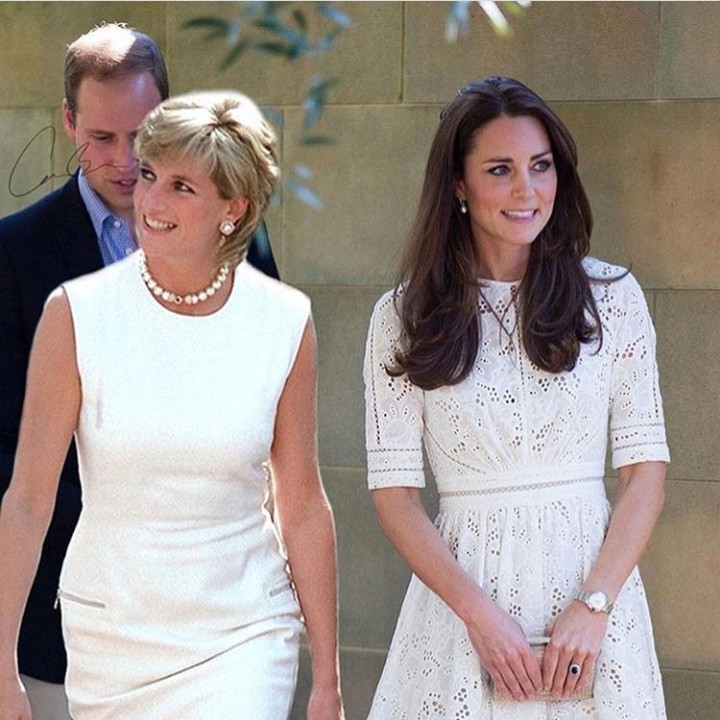 <p>Netizen memang kreatif banget ya, menghasilkan editan foto seolah-olah Putri Diana bertemu menuantu-menantunya yang cantik. Seperti foto ini, foto Putri Diana disandingkan dengan foto Kate Middleton. Keduanya kompak memakai baju putih dan menyunggingkan senyum. (Foto: Instagram @dianaprincesadegales)</p>
