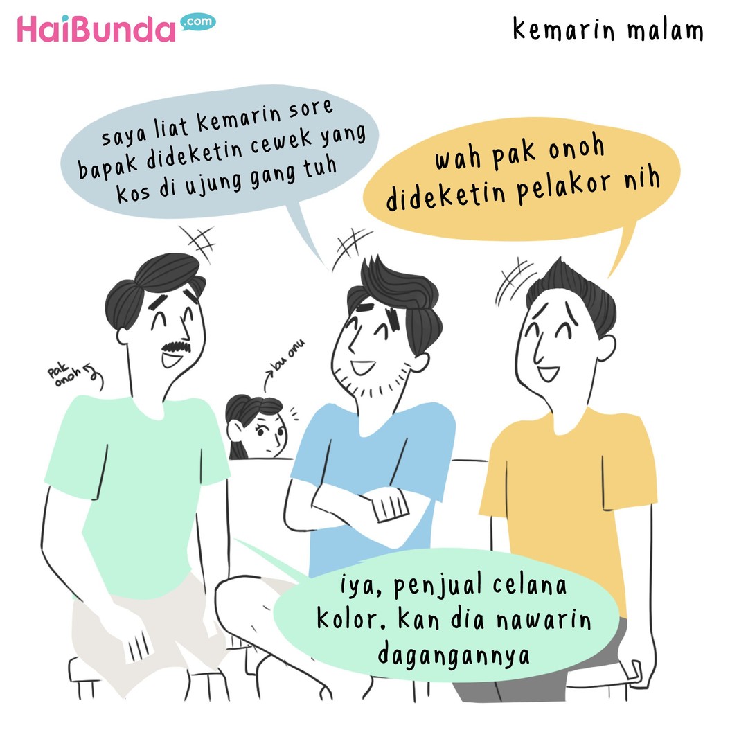 Waduh, Bunda di komik ini dengar kabar tentang pelakor. Hmm, Bunda kalau dengar kabar tentang pelakor, apa yang dilakukan?