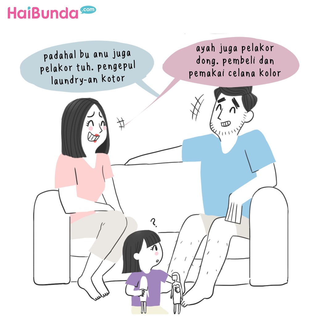 Waduh, Bunda di komik ini dengar kabar tentang pelakor. Hmm, Bunda kalau dengar kabar tentang pelakor, apa yang dilakukan?