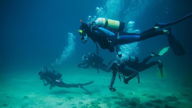 930 Penyelam Wanita Pecahkan Rekor Menyelam Massal Dunia Ratusan perempuan penyelam membentangkan bendera merah putih sepanjang 500 meter di bawah laut, Manado Sulawesi Utara, Sabtu (11/8).
