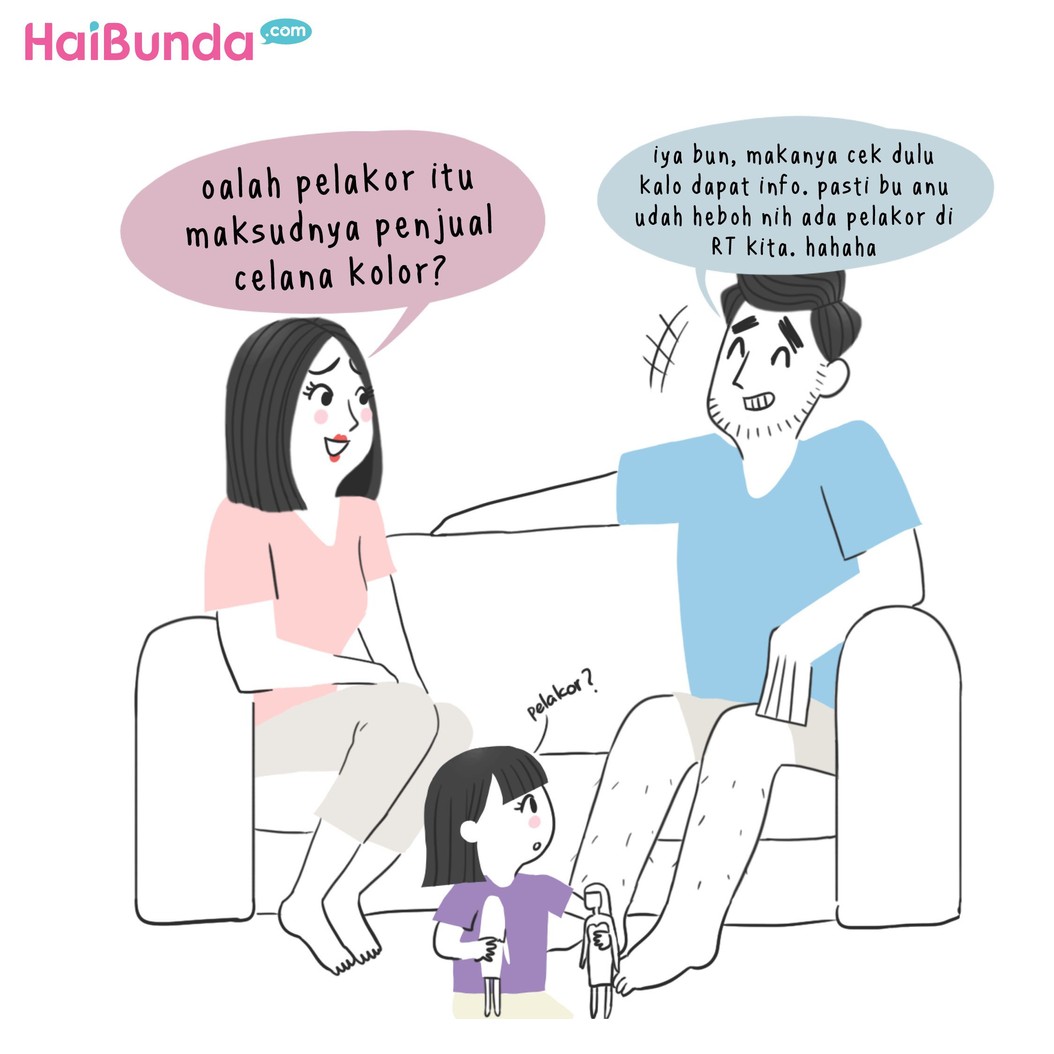 Waduh, Bunda di komik ini dengar kabar tentang pelakor. Hmm, Bunda kalau dengar kabar tentang pelakor, apa yang dilakukan?