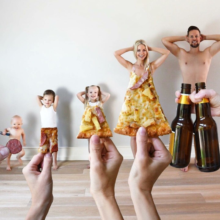 <p>Lihat deh, foto keluarga ini diedit dengan makanan dan disesuaikan dengan tubuh masing-masing anggota keluarganya. Kreatif banget. (Foto: Instagram/kweilz)</p>