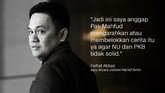Ramai-Ramai Tangkis Mahfud Sejumlah tokoh bereaksi atas pernyataan Mahfud MD. Mantan ketua MK itu membongkar cerita di balik kisruh penyebutan namanya sebagai calon pendamping Jokowi.