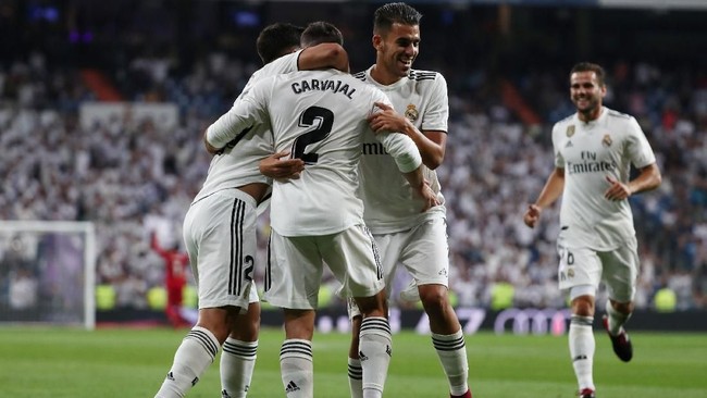 Real Madrid unggul 1-0 atas Getafe di babak pertama pekan pertama Liga Spanyol 2018/2019 di Stadion Santiago Bernabeu, Senin (20/8).